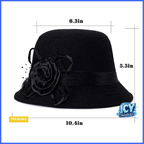 Vintage Felt Cloche Hat Winter Floral Fedora Bucket Hat 22.83\